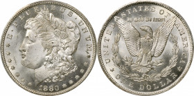1880-CC Morgan Silver Dollar--Strike-Through Obverse @ 3 O'Clock--MS-65 (PCGS).

PCGS# E7100. NGC ID: 2542.