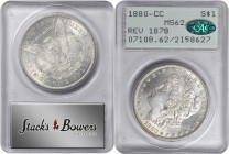 1880-CC Morgan Silver Dollar. 8/7. Reverse of 1878. MS-62 (PCGS). CAC. OGH--First Generation.

The old style PCGS insert uses coin #7108, which is n...