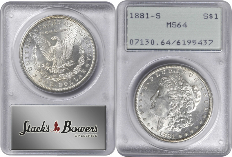 1881-S Morgan Silver Dollar. MS-64 (PCGS). OGH--First Generation.

PCGS# 7130....