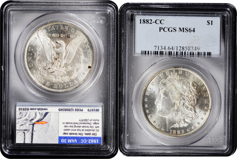 1882-CC Morgan Silver Dollar. MS-64 (PCGS).

PCGS# 7134. NGC ID: 254B.