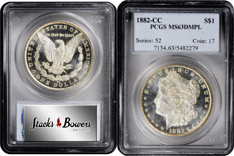 1882-CC Morgan Silver Dollar. MS-63 DMPL (PCGS).

The PCGS insert uses the inc...