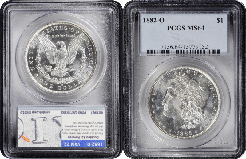 1882-O Morgan Silver Dollar. MS-64 (PCGS).

PCGS# 7136. NGC ID: 254C.