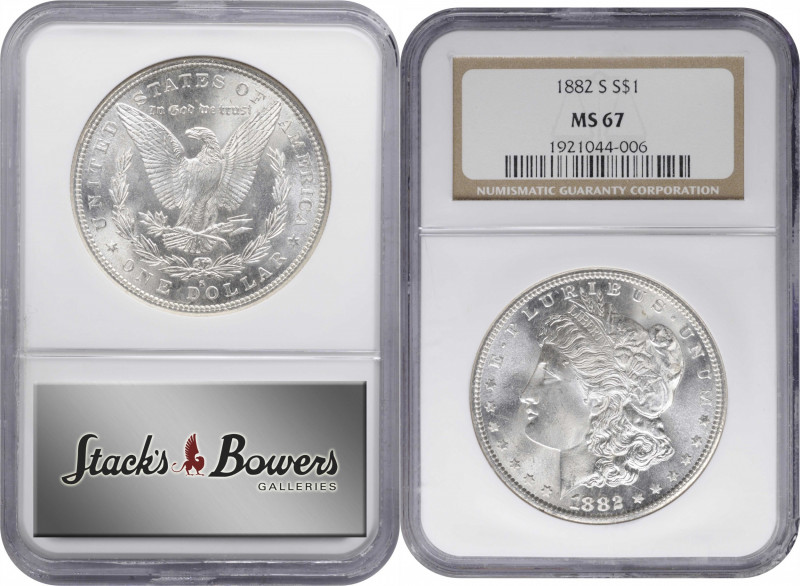 1882-S Morgan Silver Dollar. MS-67 (NGC).

PCGS# 7140. NGC ID: 254F.

From t...