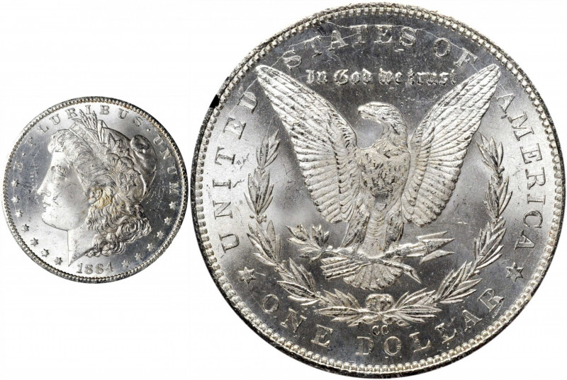 1884-CC GSA Morgan Silver Dollar. MS-63 (NGC).

The original box and card are ...