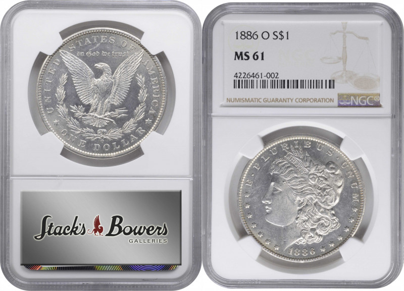 1886-O Morgan Silver Dollar. MS-61 (NGC).

PCGS# 7168. NGC ID: 254W.

From t...