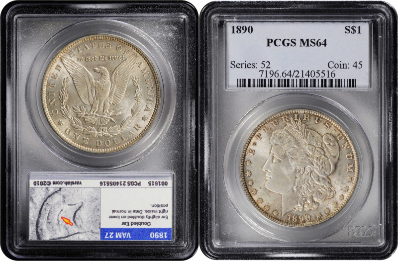 1890 Morgan Silver Dollar. MS-64 (PCGS).

PCGS# 7196. NGC ID: 255C.