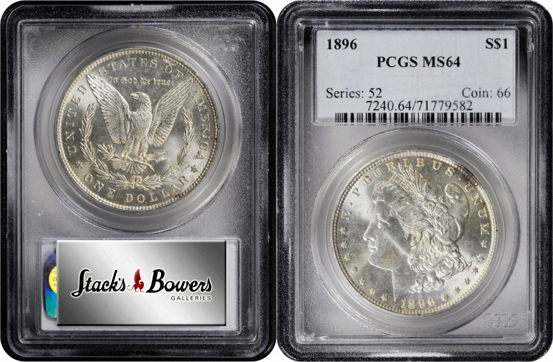 1896 Morgan Silver Dollar. MS-64 (PCGS).

PCGS# 7240. NGC ID: 2562.