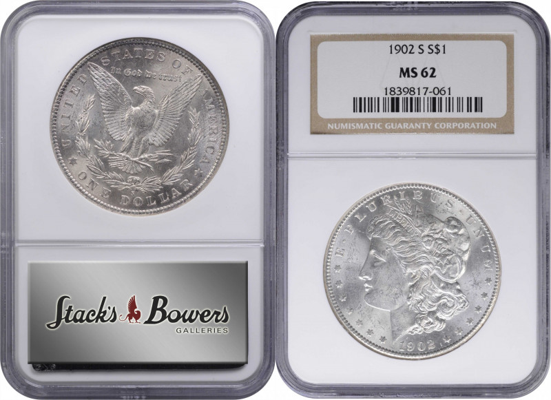 1902-S Morgan Silver Dollar. MS-62 (NGC).

PCGS# 7282. NGC ID: 256P.

From t...