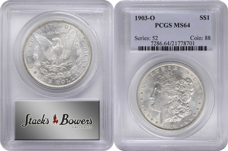 1903-O Morgan Silver Dollar. MS-64 (PCGS).

PCGS# 7286. NGC ID: 256S.

From ...