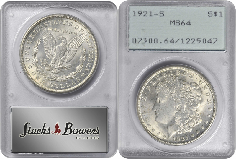 1921-S Morgan Silver Dollar. MS-64 (PCGS). OGH--First Generation.

PCGS# 7300....