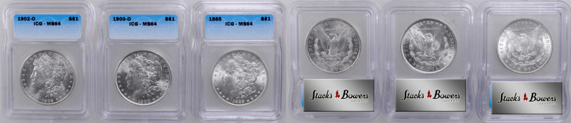 Lot of (3) Pre-1921 Morgan Silver Dollars. MS-64 (ICG).

Included are: 1885; 1...