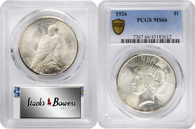 1926 Peace Silver Dollar. MS-66 (PCGS).

PCGS# 7367. NGC ID: 257N.