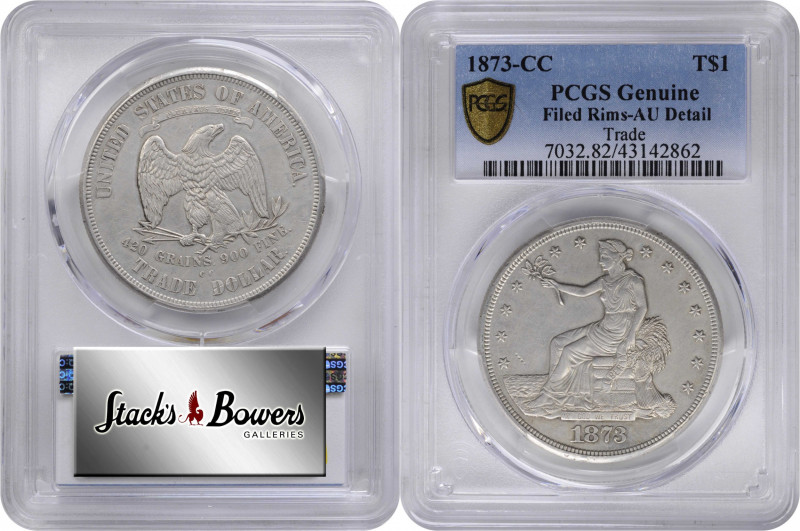 1873-CC Trade Dollar. AU Details--Filed Rims (PCGS).

PCGS# 7032. NGC ID: 252X...