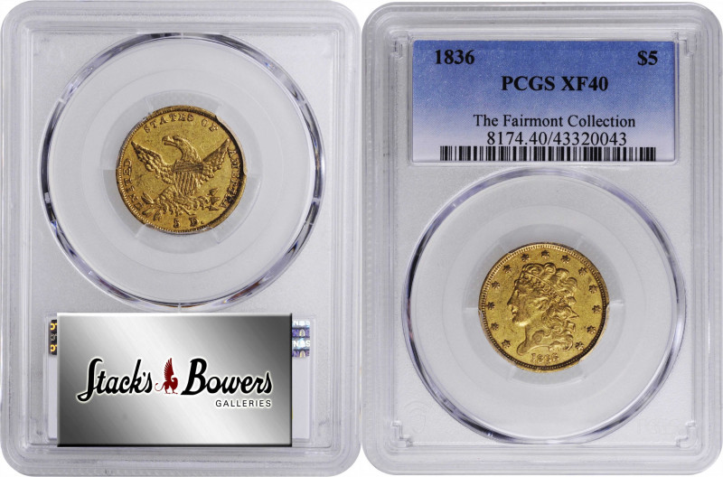 1836 Classic Head Half Eagle. HM-6. Rarity-3. EF-40 (PCGS).

PCGS# 8174. NGC I...