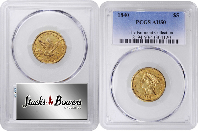 1840 Liberty Head Half Eagle. AU-50 (PCGS).

PCGS# 8194. NGC ID: 25SA.

From...