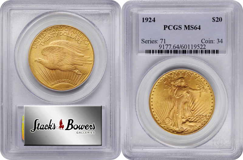 1924 Saint-Gaudens Double Eagle. MS-64 (PCGS).

PCGS# 9177. NGC ID: 26G7.

S...