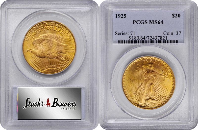 1925 Saint-Gaudens Double Eagle. MS-64 (PCGS).

PCGS# 9180. NGC ID: 26GA.

S...