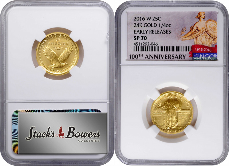 2016-W 100th Anniversary Standing Liberty Quarter. Gold. Early Releases. Specime...