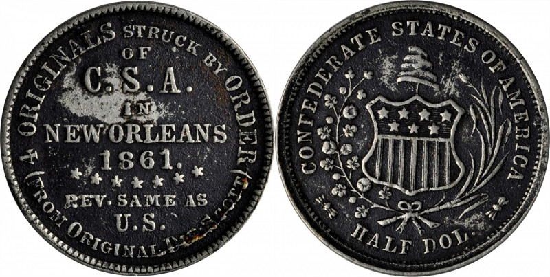 "1861" (1879) Scott Confederate Half Dollar Token. Breen-8003. White Metal. Extr...