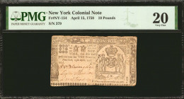 NY-154. New York. April 15, 1758. 10 Pounds. PMG Very Fine 20.

No. 379. Signed by Livingston, Clarkson, and Van Horne. One of two denominations pri...