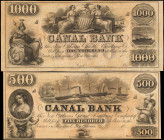 Lot of (2) New Orleans, Louisiana. Canal Bank. 18xx. $500 & $1000. About Uncirculated. Remainders.

A duo of high denomination obsolete remainders. ...
