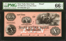 New York, New York. The East River Bank. 1850's-60's. $10. PMG Gem Uncirculated 66 EPQ. Proof.

(NY-1570 G18b). Four POCs. Printed on India paper on...