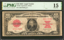 Fr. 123. 1923 $10 Legal Tender Note. PMG Choice Fine 15.

A popular Poker Chip Legal Tender Ten, offered here in a Choice Fine grade.

Estimate: $...