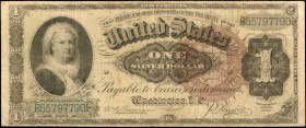 Fr. 219. 1886 $1 Silver Certificate. Choice Fine.

Rosecrans-Houston signature combination with large brown spiked seal.

Estimate: $300.00 - $500...