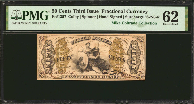 Fr. 1357. 50 Cents. Third Issue. PMG Uncirculated 62.

A very nice fiber paper...