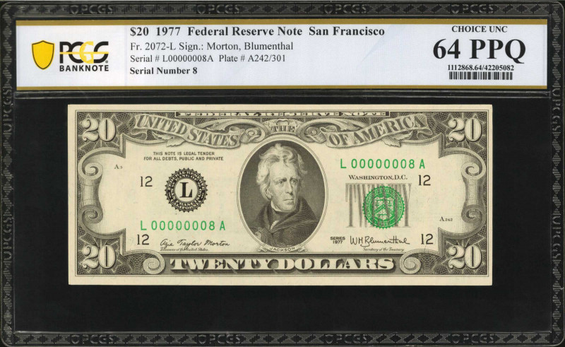 Fr. 2072-L. 1977 $20 Federal Reserve Note. San Francisco. PCGS Banknote Choice U...