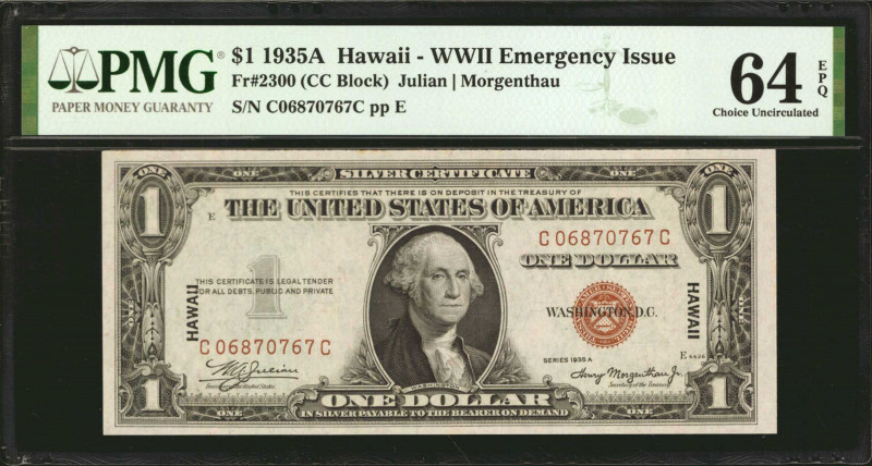 Fr. 2300. 1935A $1 Hawaii Emergency Note. PMG Choice Uncirculated 64 EPQ.

A n...