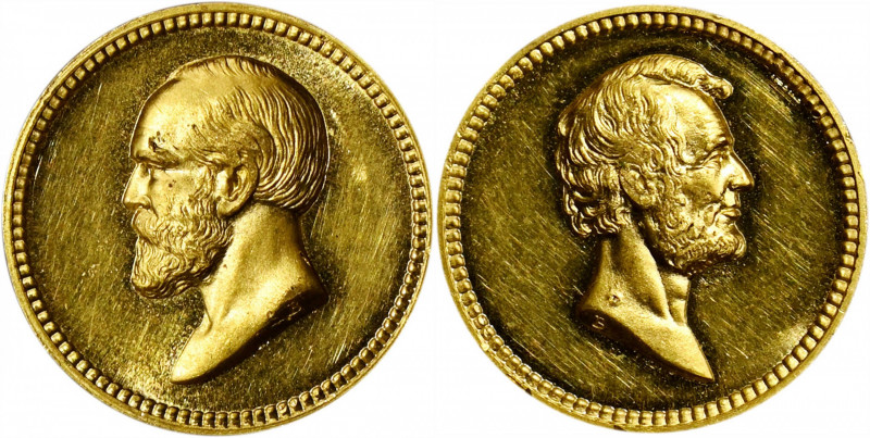 Undated (ca. 1882) Lincoln and Garfield Medalet. By William and Charles Barber. ...