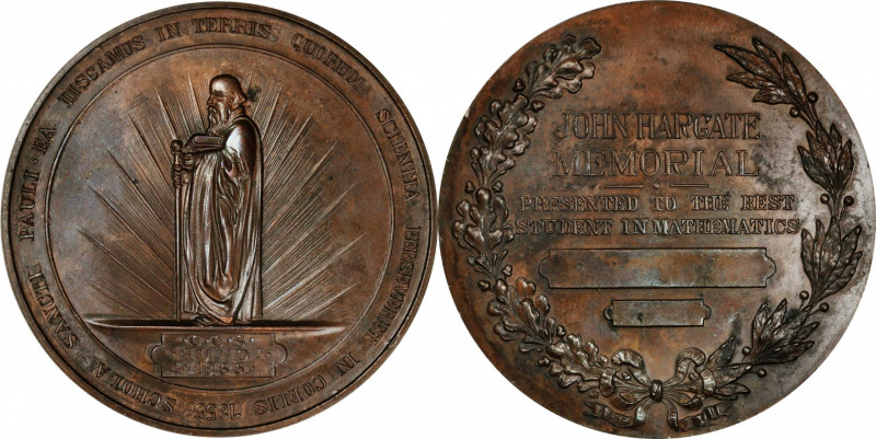 "1855" St. Pauls School, Concord, New Hampshire John Hargate Memorial Medal. Bro...