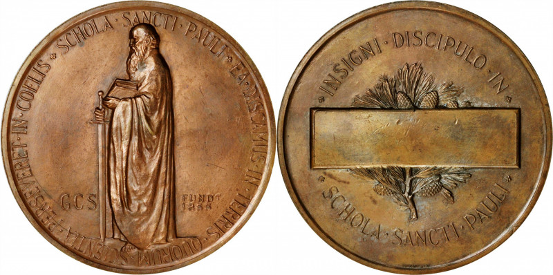 "1855" St. Pauls School, Concord, New Hampshire Award Medal. Bronze. About Uncir...