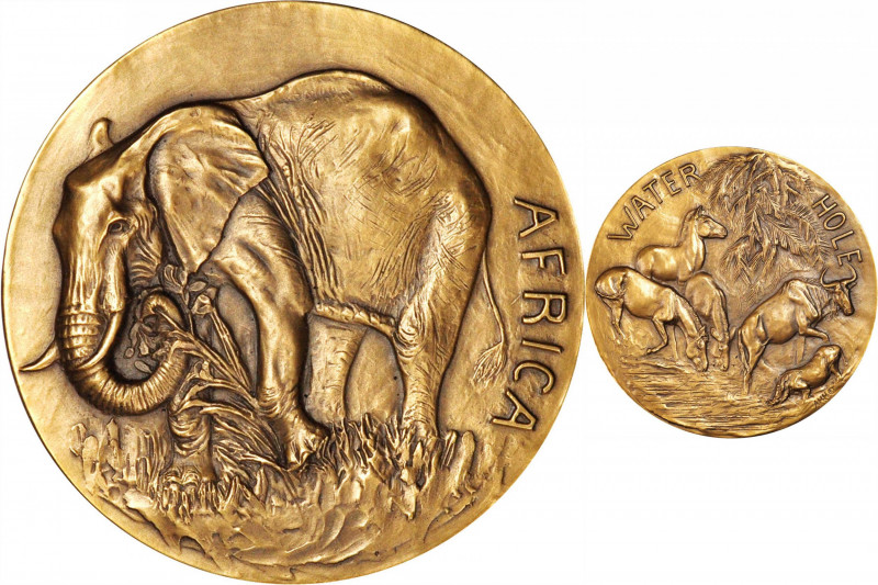 1943 African Water Hole Medal. By Anna Hyatt Huntington. Alexander-SOM 27.2. Gol...