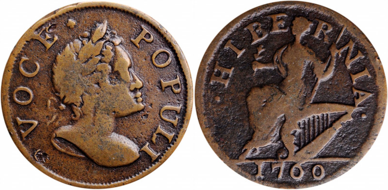 1760 Voce Populi Halfpenny. Nelson-2, W-13940. Rarity-3. "1700." Very Fine, Roug...