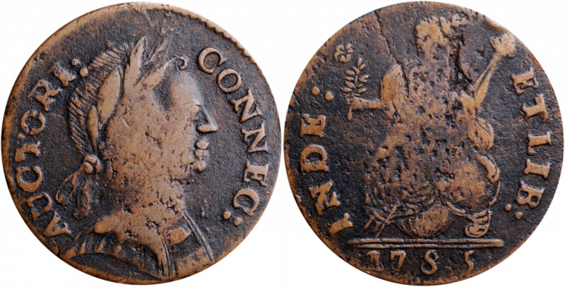 1785 Connecticut Copper. Miller 5-F.5, W-2385. Rarity-4. Bust Right. Very Fine, ...