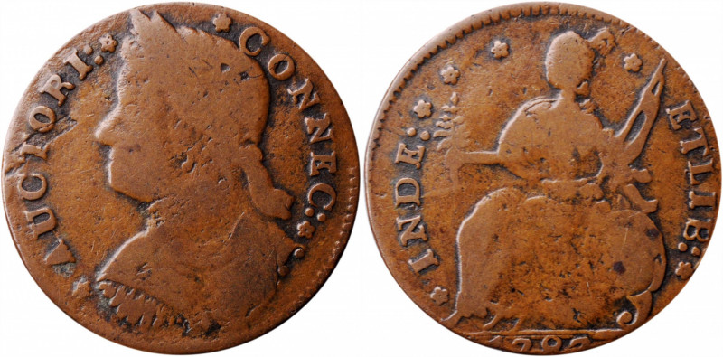 1787 Connecticut Copper. Miller 33.2-Z.5, W-3340. Rarity-1. Draped Bust Left. Fi...