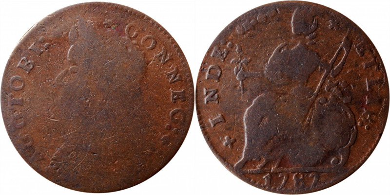 1787 Connecticut Copper. Miller 39.1-h.1, W-4210. Rarity-5. Draped Bust Left, AU...