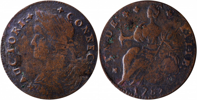 1787 Connecticut Copper. Miller 45-CC, W-4300. Rarity-5+. Draped Bust Left. The ...