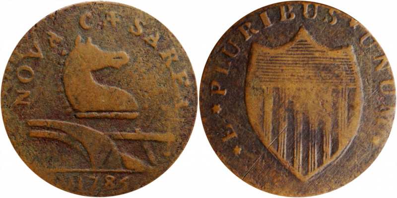 1786 New Jersey Copper. Maris 15-J, W-4815. Rarity-4. Straight Plow Beam, Leanin...