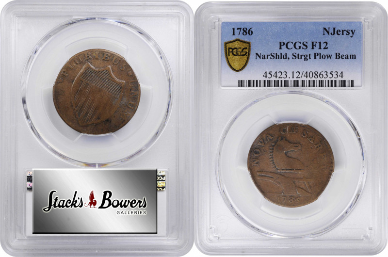 1786 New Jersey Copper. Maris 15-J, W-4815. Rarity-4. Straight Plow Beam, Leanin...