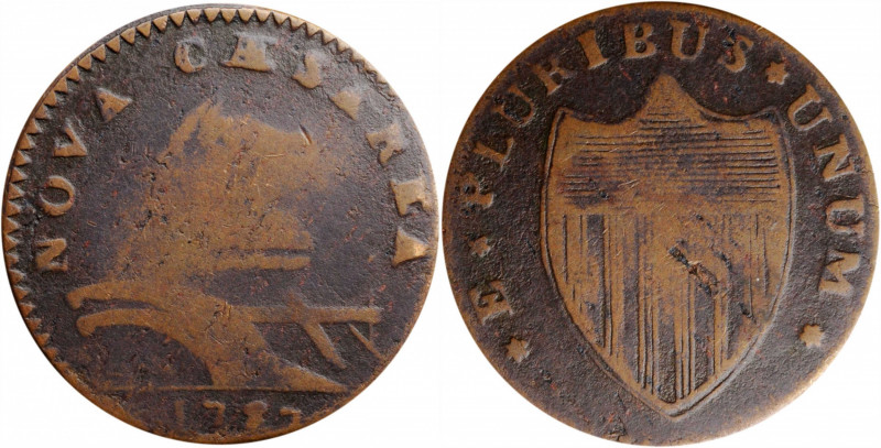 1787 New Jersey Copper. Maris 29-L, W-5075. Rarity-5. No Sprig Above Plow. VG-8 ...