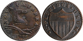 "1786" New Jersey Copper. Electrotype Copy. "Maris 21-M." Extremely Fine, Environmental Damage.

245.37 grains. An interesting muling of dies to cra...