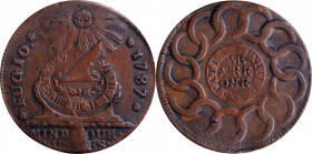 "1787" Fugio Copper. Electrotype Copy. After Newman 8-X. Copper over Lead. Extremely Fine, Cleaned.

149.85 grains.

From an unrecorded Munzen und...