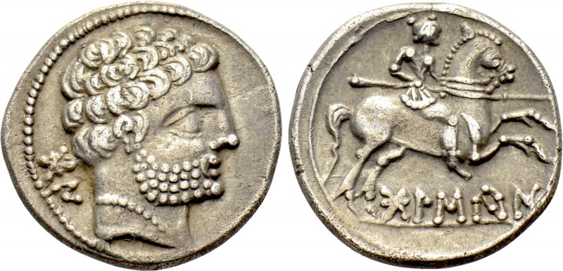IBERIA. Bolskan. Denarius (Circa 80-72 BC). 

Obv: Bare male head right.
Rev:...