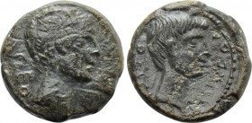 MACEDON. Thessalonica. Augustus with Divus Julius Caesar (27 BC-14 AD). Ae.