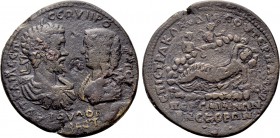 MYSIA. Pergamum. Septimius Severus with Julia Domna (193-211). Ae Medallion. Claudianus Terpander, strategos.