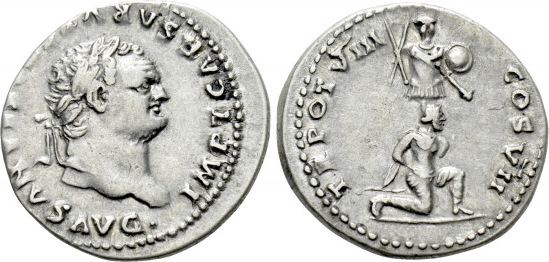 TITUS (79-81). Denarius. Rome. "Judaea Capta" commemorative. 

Obv: IMP T CAES...