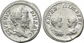 SEPTIMIUS SEVERUS with CARACALLA and GETA (193-211). Denarius. Rome.
